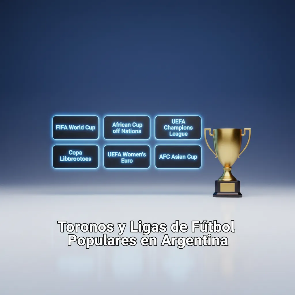Gráfico de torneos y ligas de fútbol populares en Argentina: Mundial, Libertadores, Sudamericana, Champions y ligas locales.