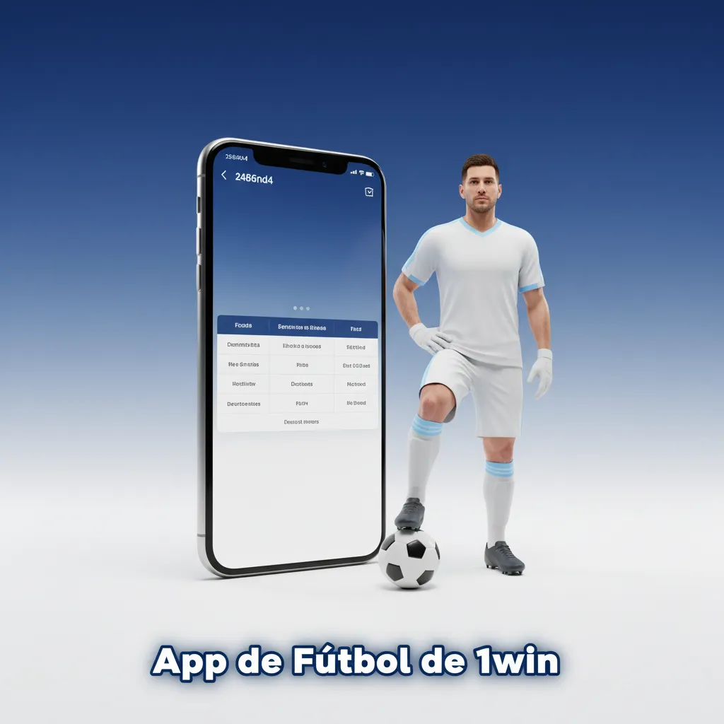 Pantalla de la app de apuestas de fútbol 1win en móvil: cuotas en vivo, cashout, notificaciones y estadísticas.