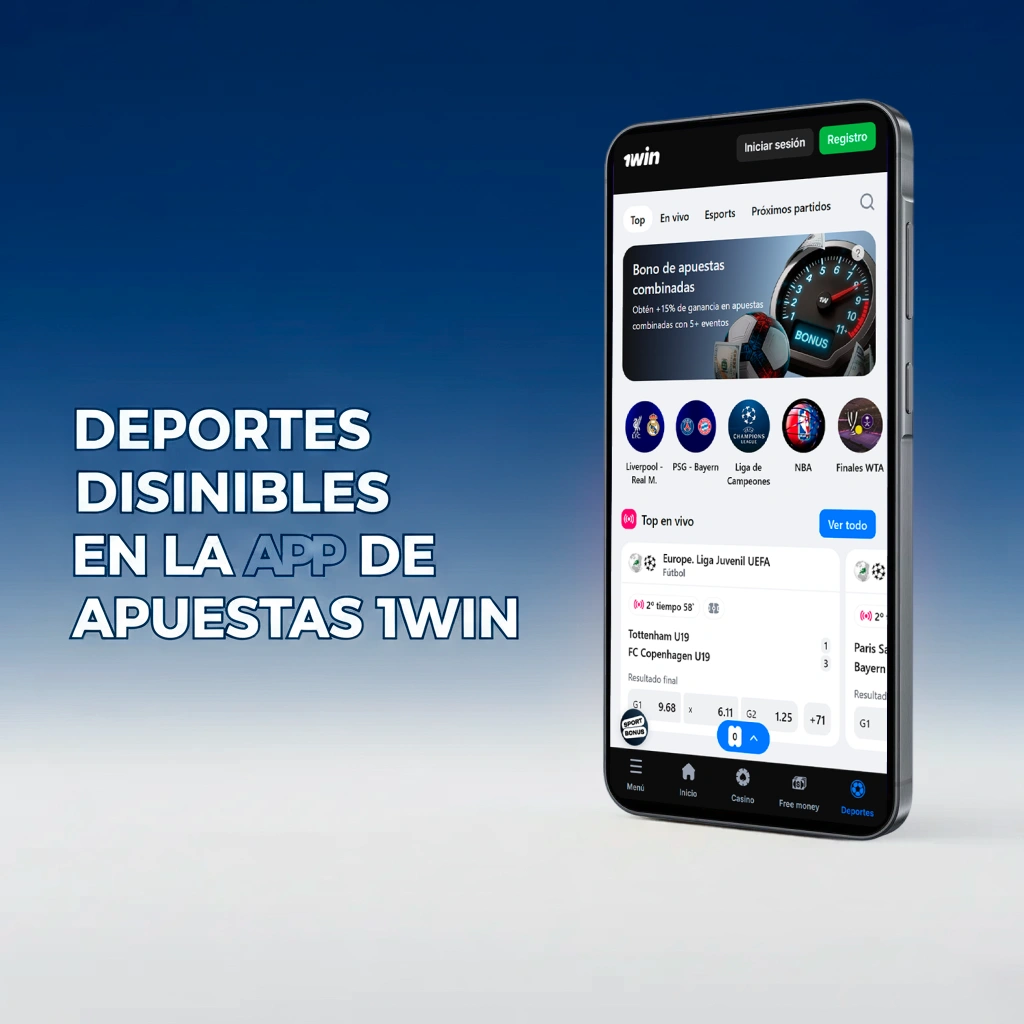 App de apuestas 1win con deportes: fútbol, tenis, básquet, vóley, MMA/boxeo, rugby, hockey, eSports y motorsports.